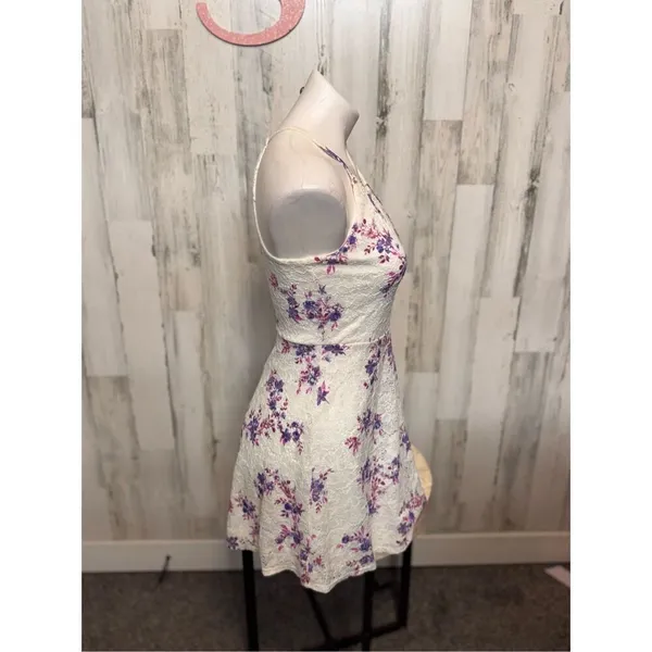 Candie’s White Floral Lace Halter Dress XS - Image 3