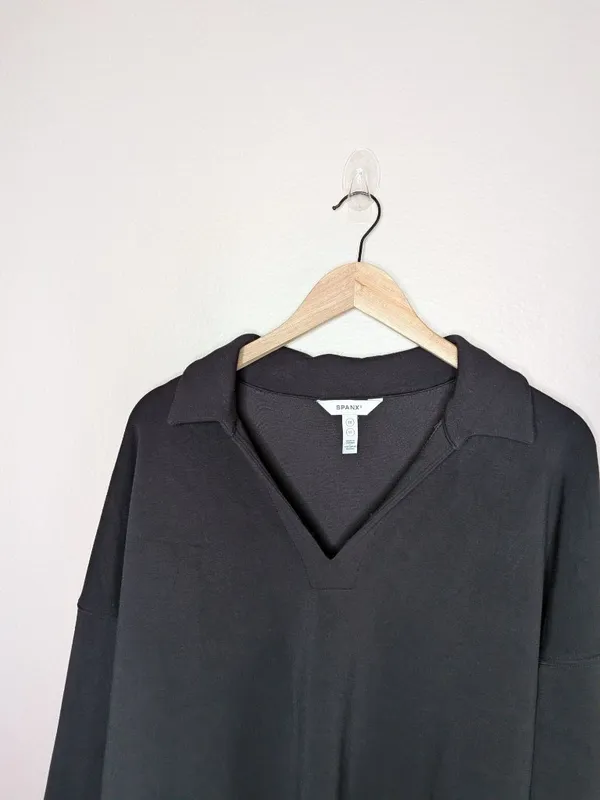 Spanx Black Air Essentials Polo Long Sleeve Top plus size 1X 50777r - Image 2
