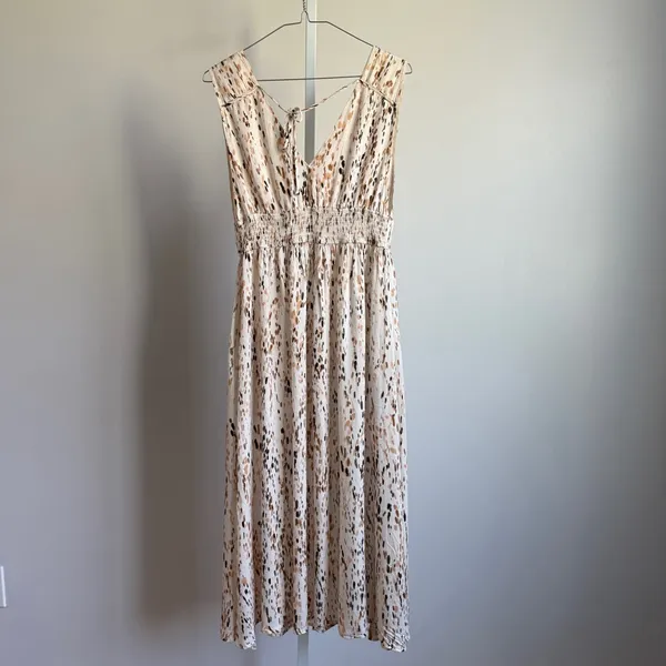 Anthropologie Grade & Gather sz S cream brown cottage‎ milkmaid Y2K maxi dress - Image 6