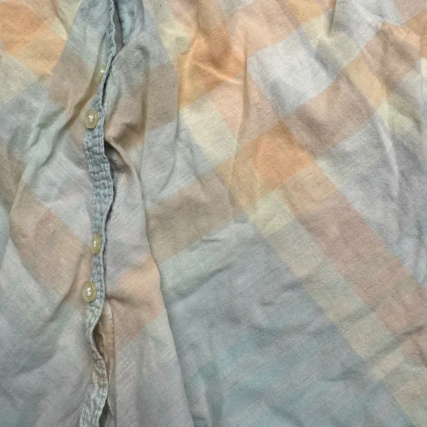 GAP Womens‎ Plaid Button Down Shirt Short Sleeve Tie Sleeve Pastel Size M - Image 2