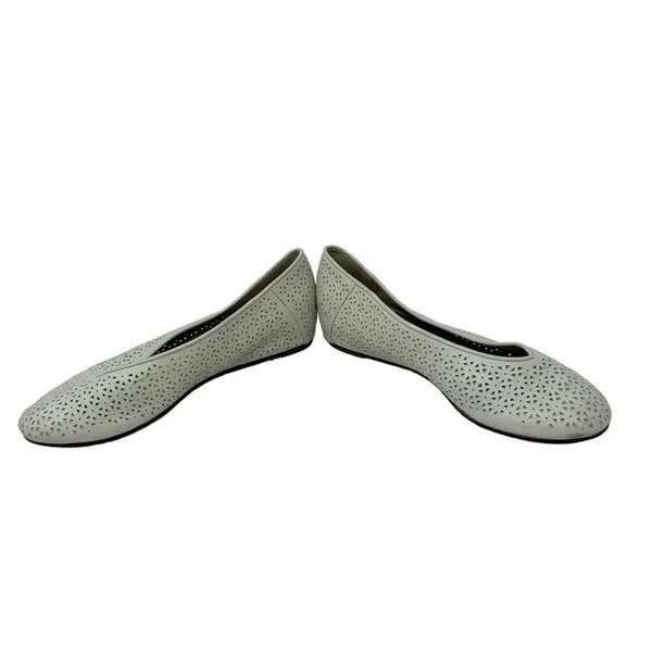 Eileen Fisher White Lasercut Leather Ballet Flats Size‎ US 8.5 - Image 6