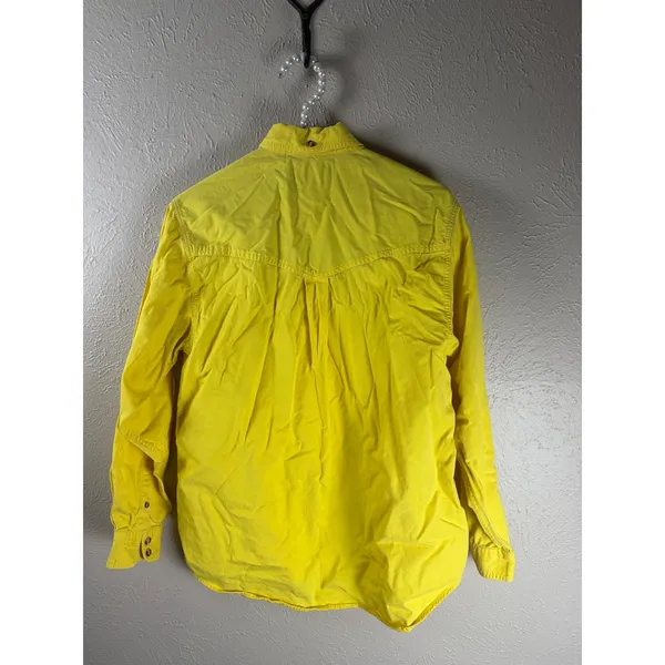 Vintage Urgent Gear Shirt Womens Size Medium Yellow Button Front Western Preppy - Image 9