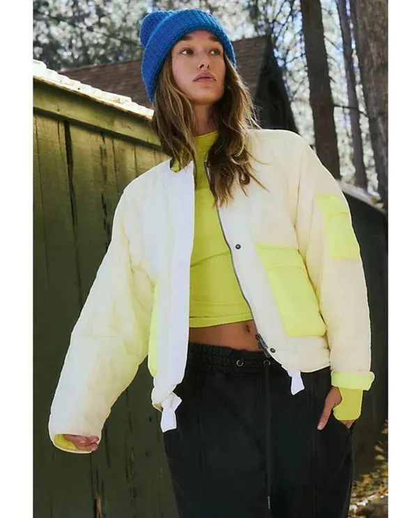FREE PEOPLE Outta Left Field Jacket in Neon Green Size Small - Image 2