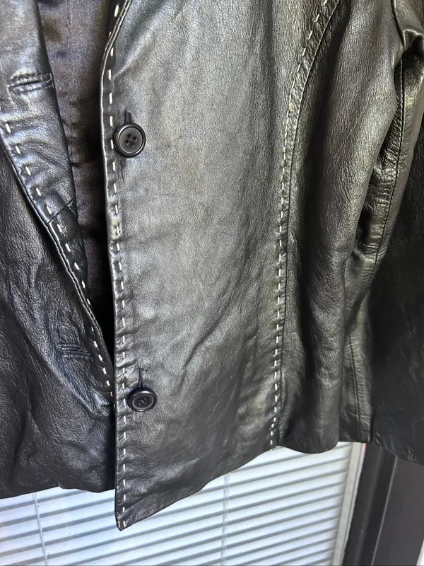 Vintage Style & Co Collection Petite Black Leather Whip stitching Jacket S - Image 12