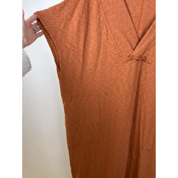 Free People FP Beach‎ Sun Shower Maxi Dress Womens Small Orange Copper Pockets - Image 4