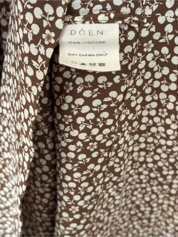 Doen Hawthorne Dress Olive Cherry Willow Floral Long Sleeve Maxi‎ Dress Size S - Image 9