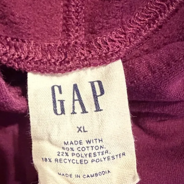 Gap Arch Logo Fleece Hoodie Plum Purple Pullover Sweatshirt XL RN 54023 - Image 6