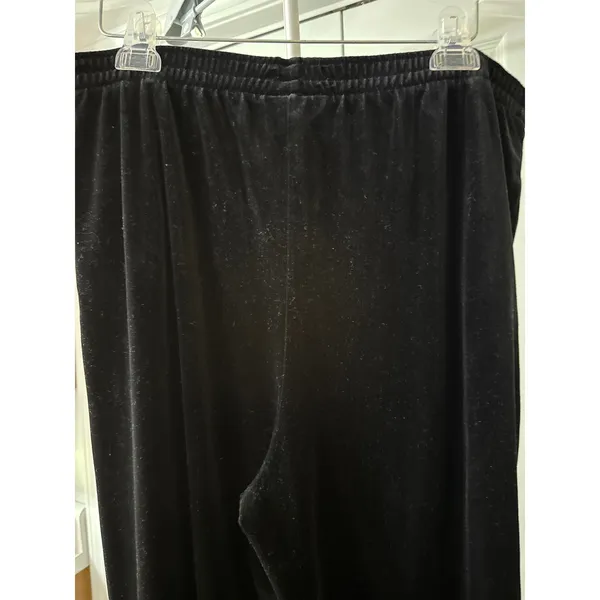 Impressions Lifestyle Women‎ Black Velvet Elastic Waist Straight Leg Pants Large - Image 4