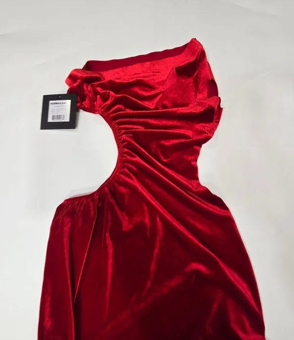 Norma Kamali One Shoulder Sunburst Gown in Tango - Image 5