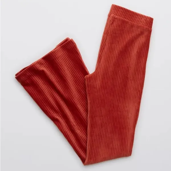 Aerie Groove-On Velour High Waisted Flare Pant -‎ Size S - Cinnabar - NWT - Image 11