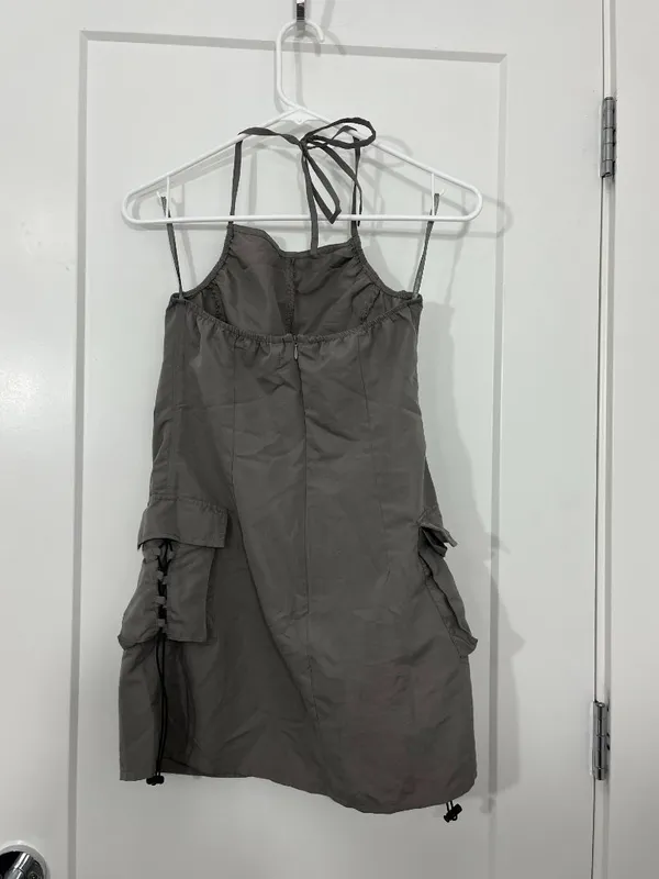 Motel Rocks XS Extra Small Gray Schmidt Cargo Mini Dress - Image 8