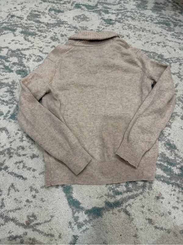 J.Crew 100% Lambswool Shawl Collar Sweater M Oatmeal Beige - Image 3