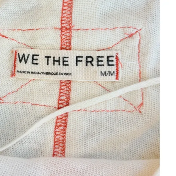 Free People We The Free Fly By Long Sleeve Tshirt Ivory Combo Star Embroidered M - Image 5