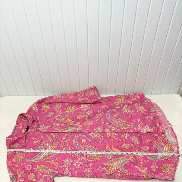 Ralph Lauren Pink Paisley Button Down‎ Shirt Size Medium - Image 7
