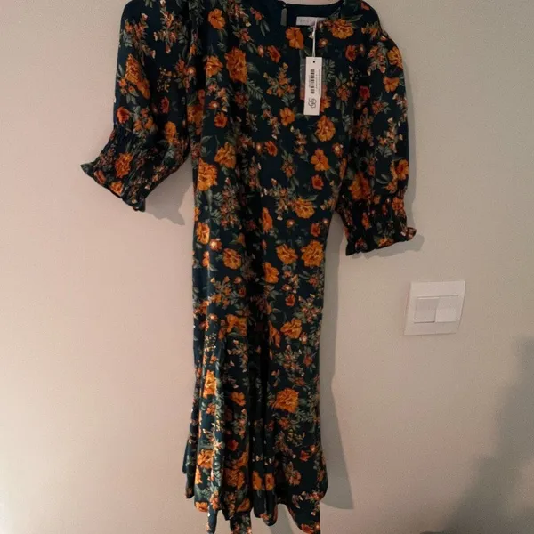 Baltic Born NWT Charlie Flare Dress Topaz +‎ Rust Floral M - Image 4