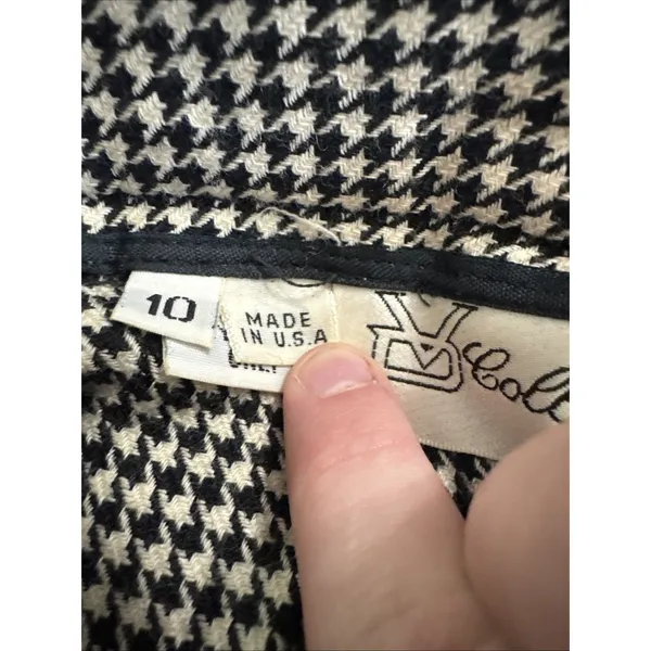 Vintage P Collections Houndstooth Pleated Midi Skirt 10 Made USA Preppy 90s - Image 6