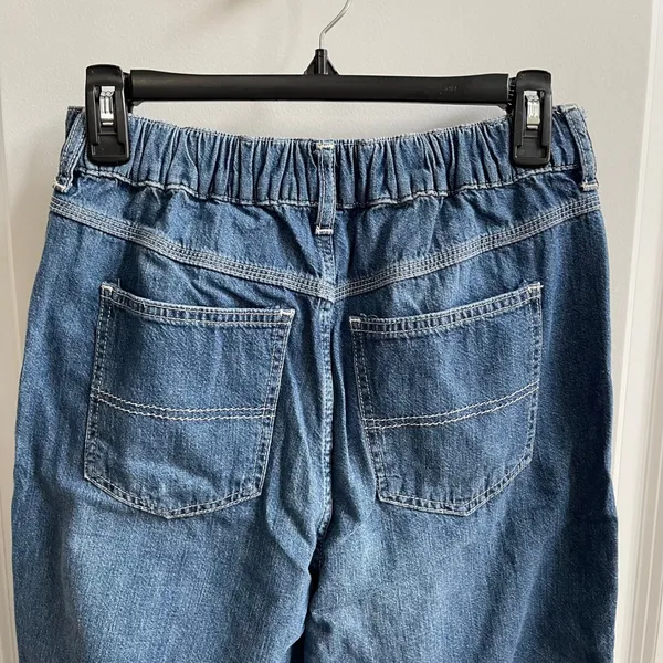 Free People Chloe Baby Barrel Jeans Women Small Blue Boho Elastic Back Cotton‎ - Image 7