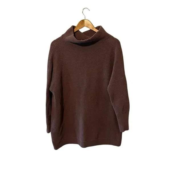 Free People Ottoman Slouchy Tunic Size Small oversized sweater ribbed knit mock - Image 3