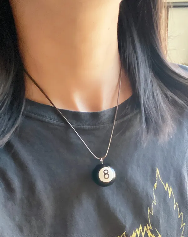 Handmade big 8 ball y2k grunge funky unisex simple brown necklace🎲8️⃣🖤 - Image 8