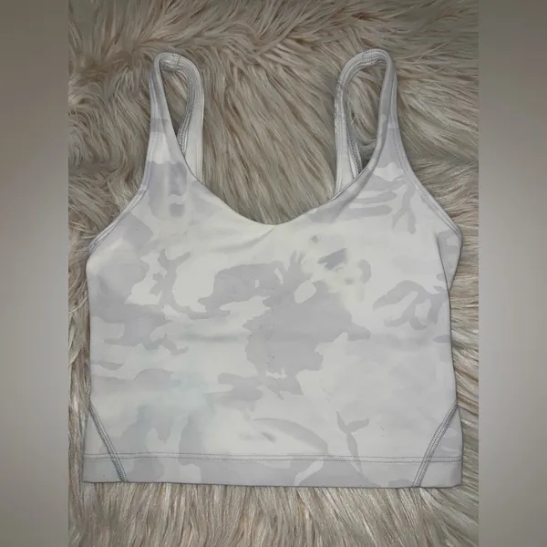 Lululemon Align Tank Top Size 0 White Camo – Flaw (Blue Stain) - Image 7