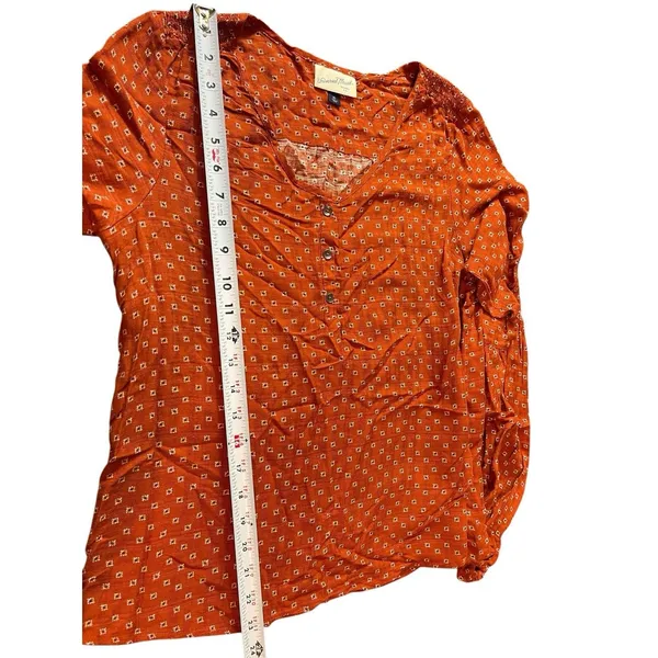 Universal Threads Orange Patterned Long Sleeve  Pullover Lightweight Top XS - Image 9