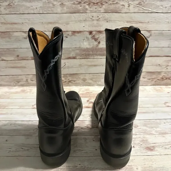 Justin Boots J Diamond L3233 Black Leather Roper Western Boots Women's Size 6.5E - Image 11