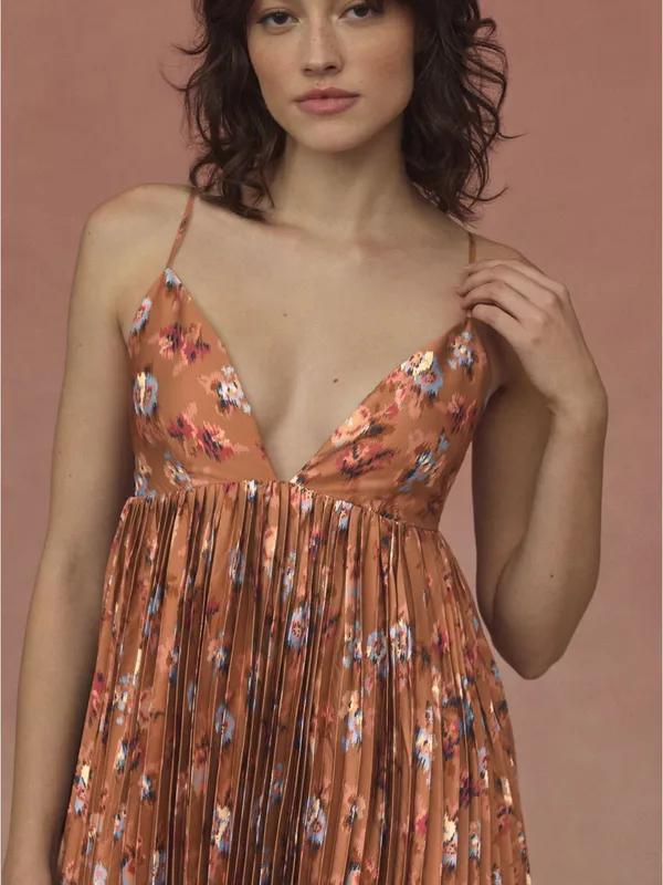 BHLDN Maya Pleated V-Neck Midi Dress - Image 3
