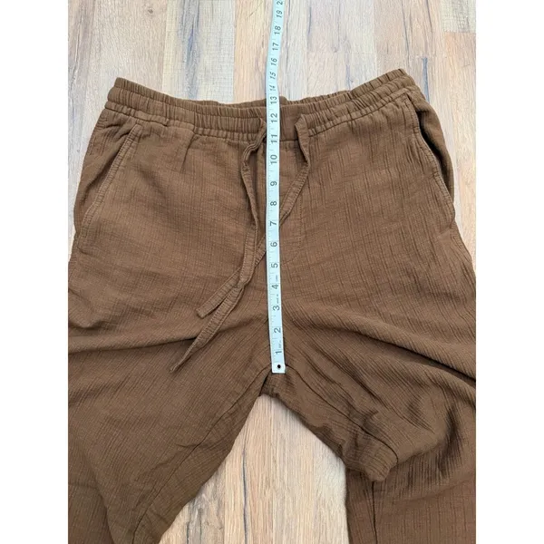 Zara‎ Brown Textured Drawstring Pants Elastic Waist Tapered Women's M - Image 8