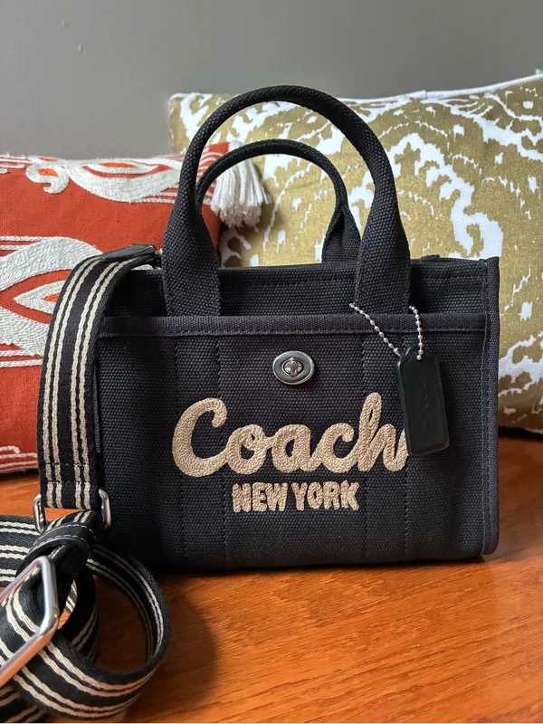 Coach Cargo Embroidered Tote Crossbody Bag 20, NWT, Black / Silver - Image 5