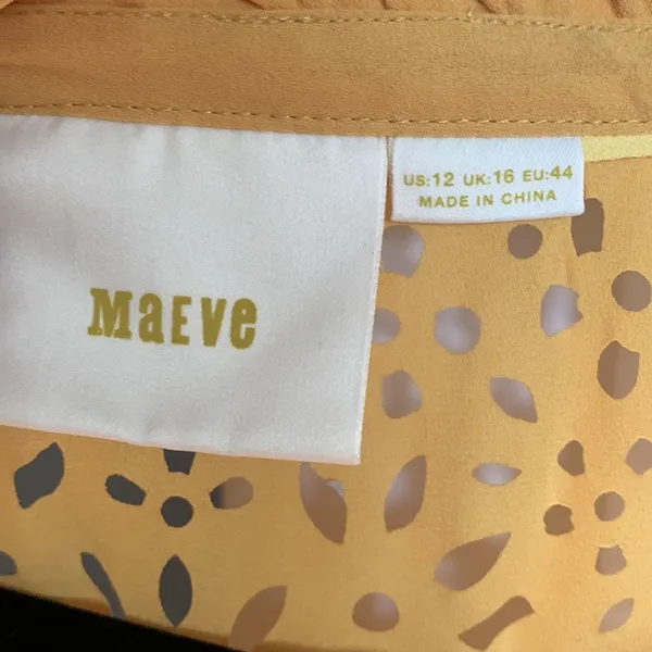 Maeve by Anthropologie sleeveless flower yolk tie neck mustard color size 12 - Image 4