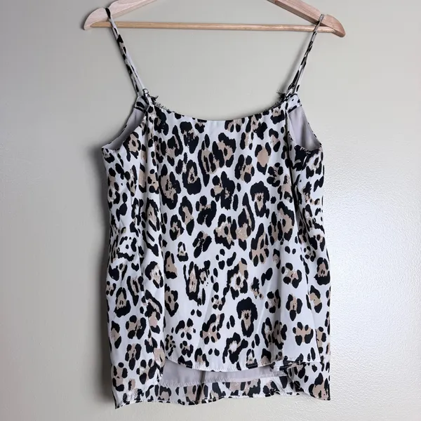 Socialite Cami Tank Top Medium Leopard Lace Layer Edgy Party - Image 2