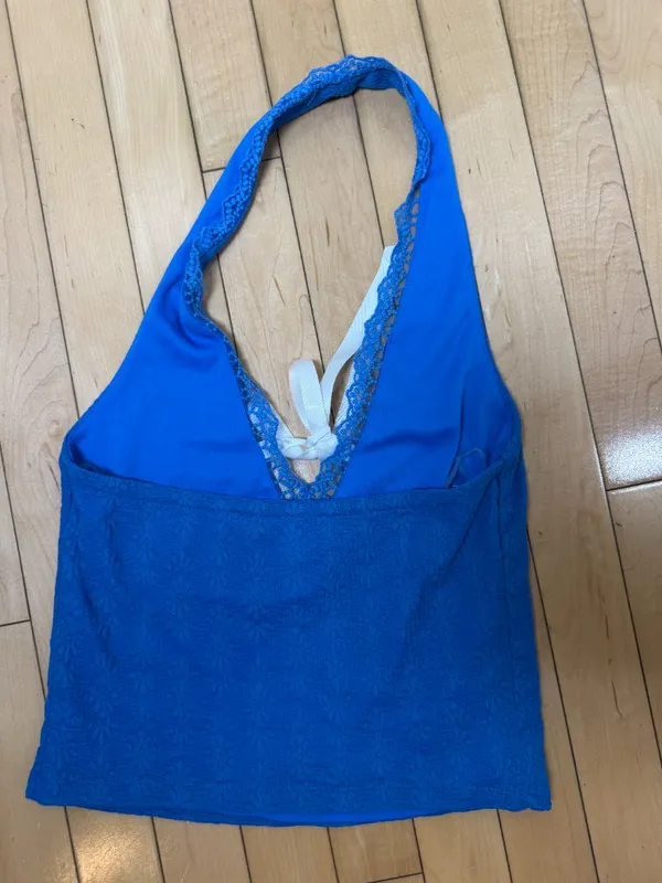 Wild Fable Bright Blue Stretch Lace Seamless Halter Top Size XS - Image 4