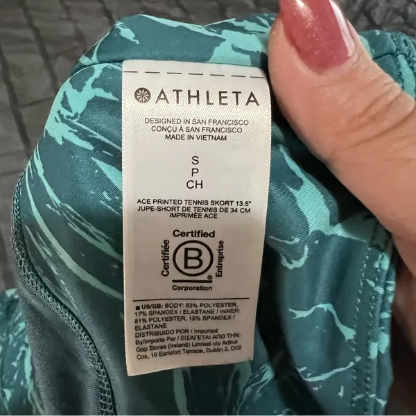 Athleta Ace Printed Ripple Marble Borealis Green Patterned Tennis Athletic Skort - Image 13