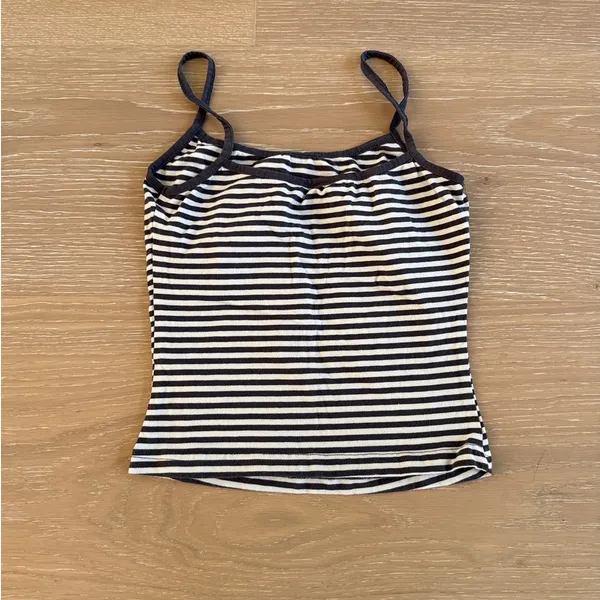 White Fox Cami Top Striped Just Let It Go Size XXs Brown Cream - Image 3