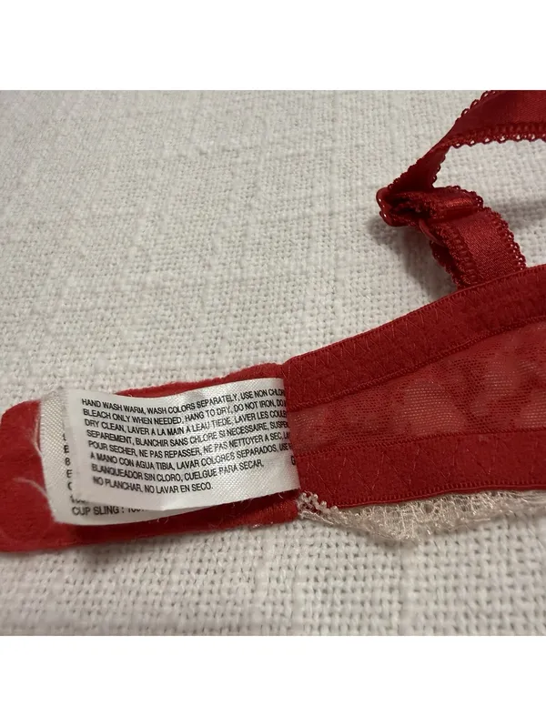 Wacoal 34B Red Lace Unlined Bra Underwire 851256 Off White & Cream Trim - Image 6