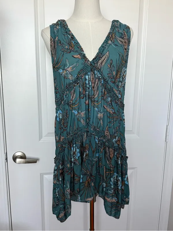 Free People Haze Tunic Too Tiered Boho sleeveless summer dress medium - Image 2