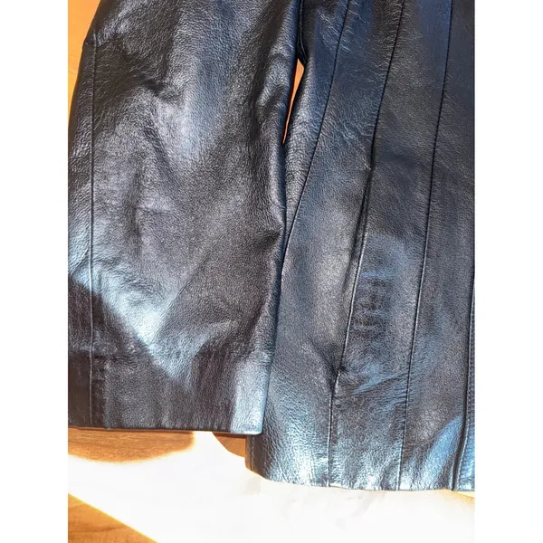 East 5th Leather Jacket Women XL Black‎ Zip Up Coat classic goth vintage - Image 2