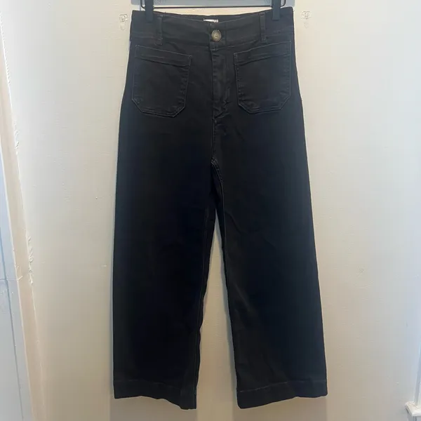 ANTHROPOLOGIE- Maeve The Colette High Rise Crop Wide Leg Jeans Black Size 29 - Image 2