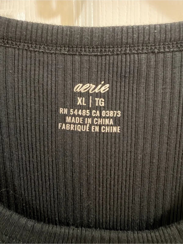 aerie Black Ribbed Tank Maxi Dress - Image 3