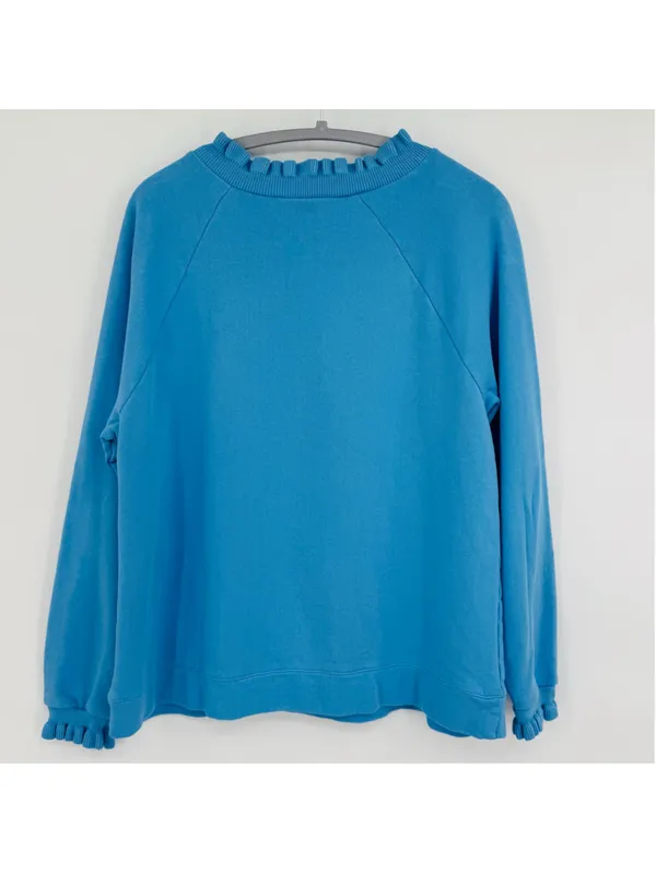 NWOT Talbots Cornflower Blue Sweatshirt with Gold Buttons, Size M - Image 3