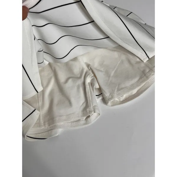 Rae Mode Matching Set Womens S Striped Half Zip Pullover Skort Shorts White - Image 15