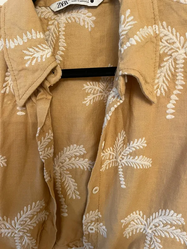 ZARA Linen Blend Set Crop Shirt And Skirt Size M - Image 6