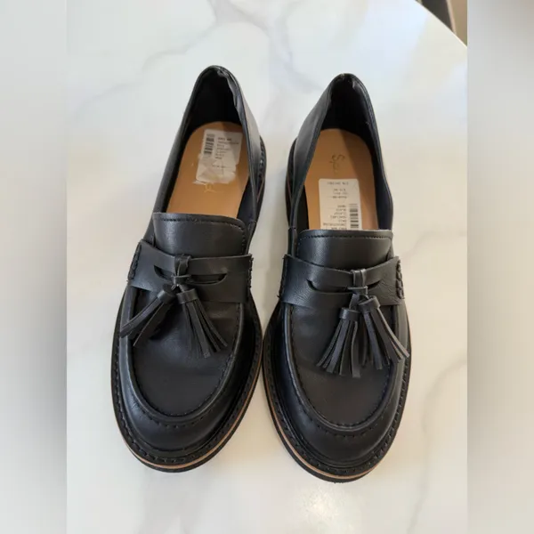 Splendid Black Leather Tassel Loafers - Image 4