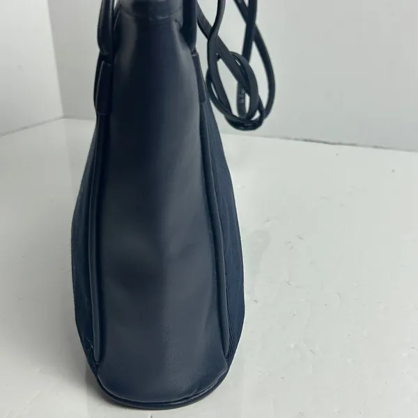 Vintage Esprit Navy Blue Ribbed Fabric Shoulder Bag Y2K 90s Minimalist - Image 8