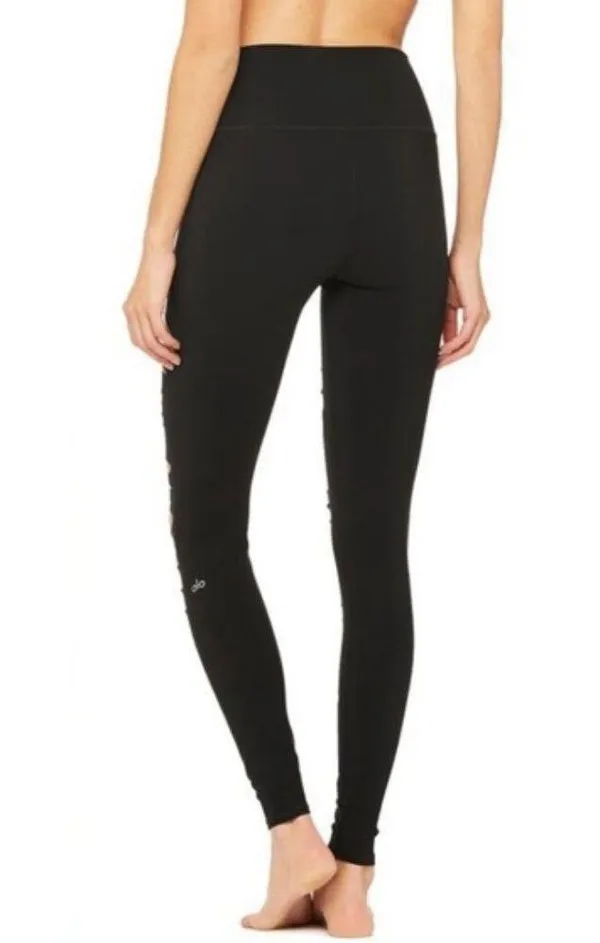 Alo High-Waist Extreme Ripped Warrior Leggings Black Edgy Hi-Rise Destroyed Pant - Image 7
