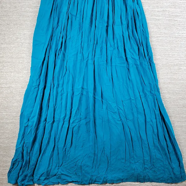 Anthropologie x Mermaid Macrame Maxi Dress M Blue Rayon Flowy Coastal Vacation - Image 16