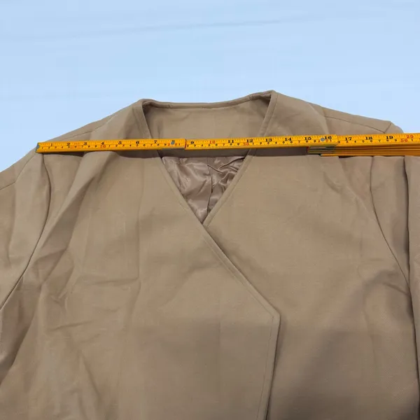 Camel Tan Cropped Blazer Jacket Khaki V-Neck Double Breasted Size XL - Image 4