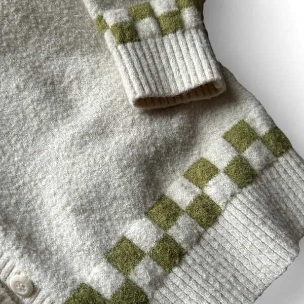 vans off white and green checkered cardigan - Image 3