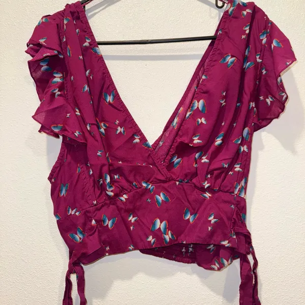 Free People Pretty Dayz Butterfly Wrap Crop Top Boho NWOT XL - Image 3