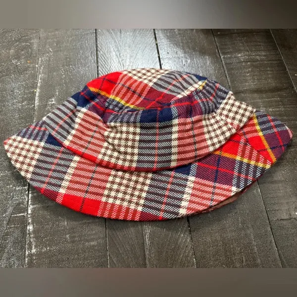 AERIE NWT Fall Plaid‎ Bucket Hat One Size Fisherman Style Cotton Viscose Blend - Image 2